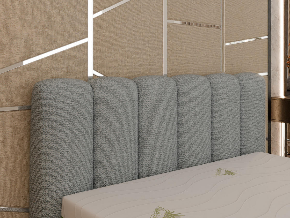 POLSTERBETT ZAIRA 160 x 200 cm mit Bettkasten und Lattenrost, 7-Zonen-Taschenfederkernmatratze CIRA (24 cm) – Taupe - Beige, Holz (120/206cm) - Panda Möbel
