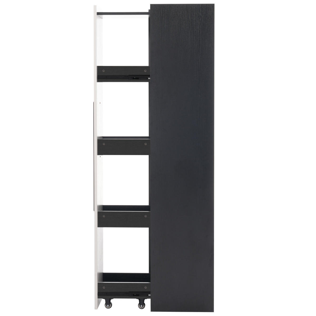 VITRINENSCHRANK aus MDF und Glas 110,5x35x160 cm Schwarz/Weiß mit LED und seitlichem Auszug - Schwarz, Holzwerkstoff (110.5/160/35cm) - IVMEU
