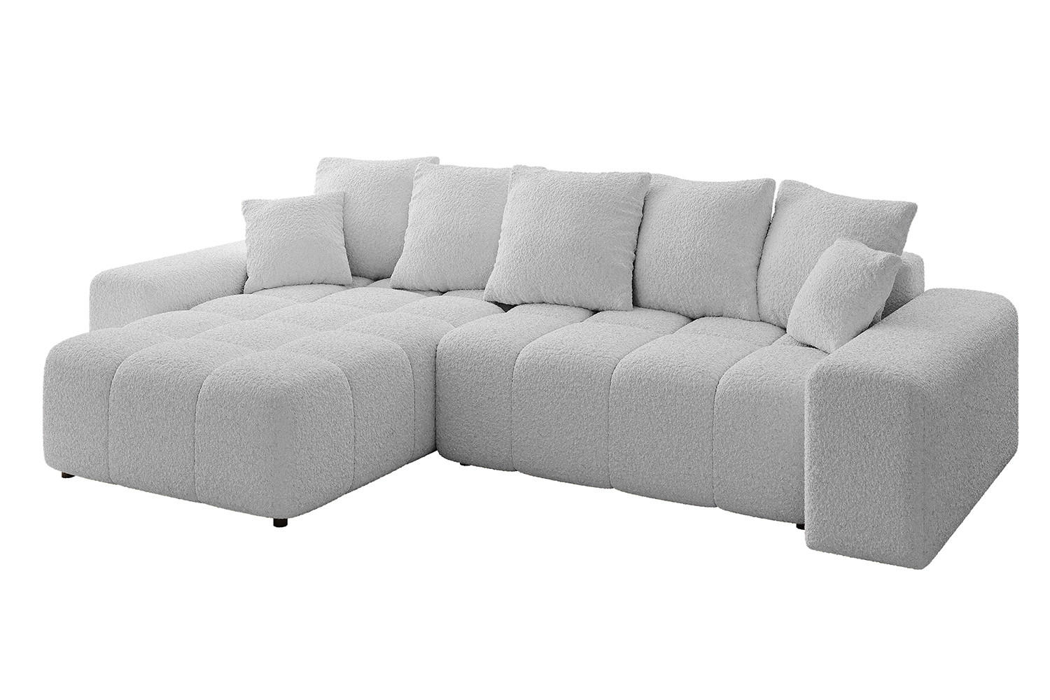 ALTDECOR ROHOVÁ SEDACÍ SOUPRAVA s otomanem vlevo ENIL-L 297x189x68 světle šedá buklé