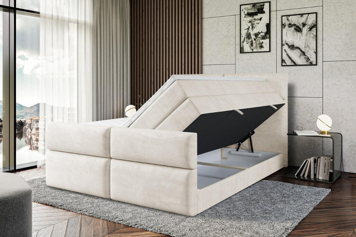 BOXSPRINGBETT BOXI3-Z KING - 160x200 - H3/H4 - Creme - Creme, Holzwerkstoff (160/200cm) - ALTDECOR