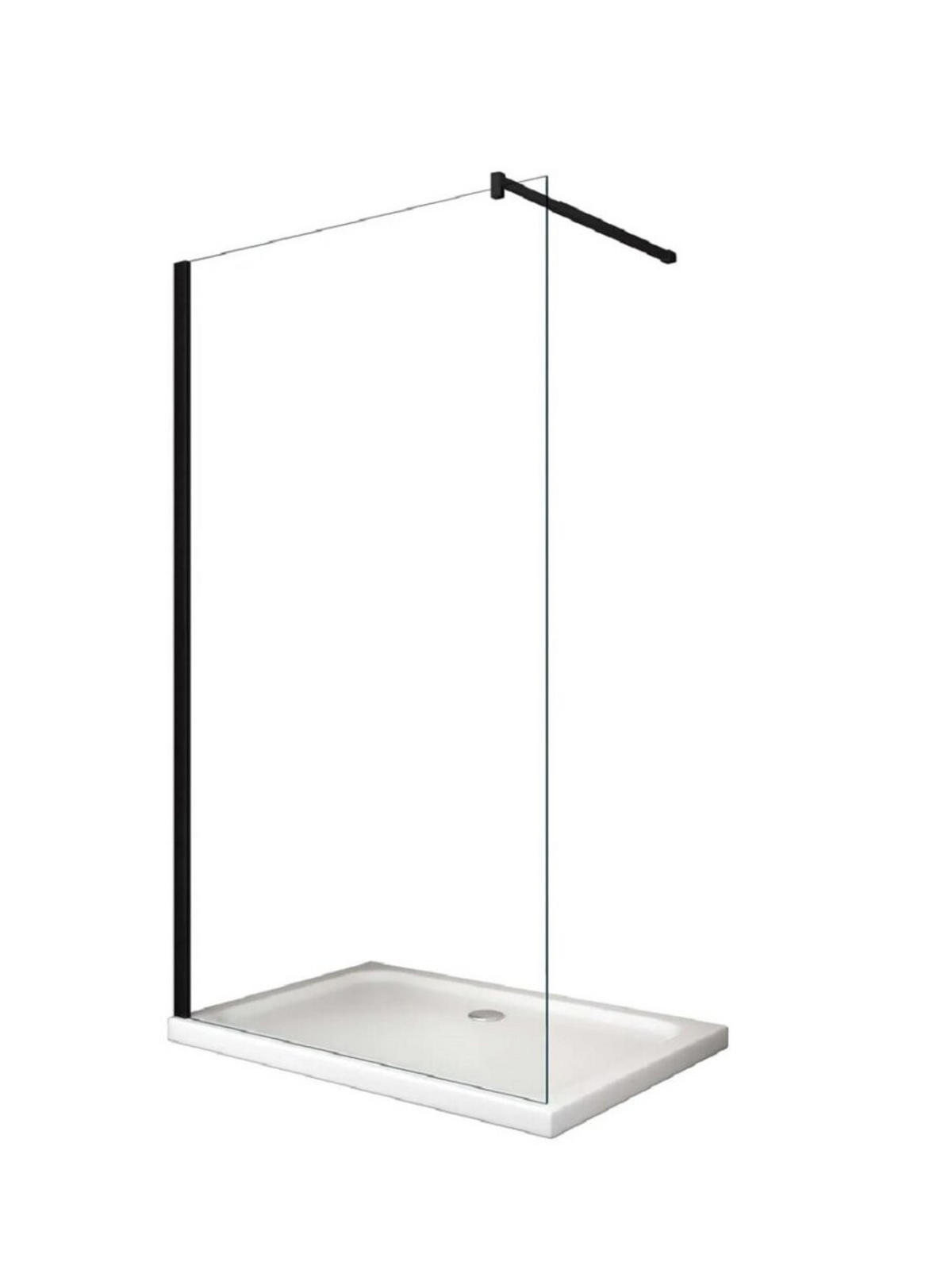 WALK-IN-DUSCHWAND 80 × 200 cm – ESG-Sicherheitsglas – Schwarz - Schwarz, Glas (10/80/200cm) -  Glaswerk Westfalen
