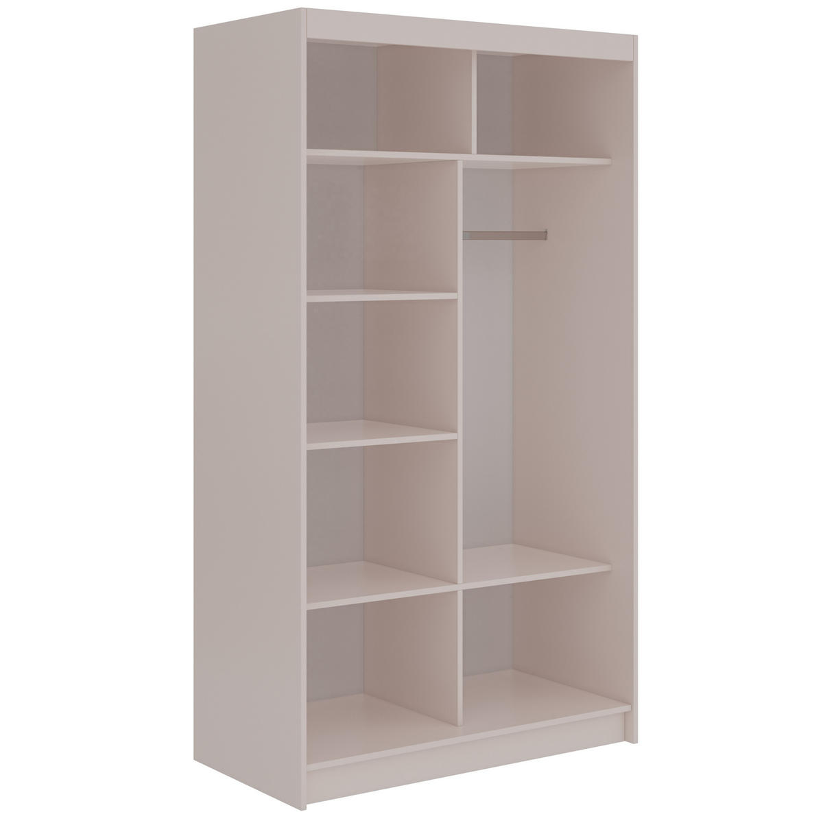 SCHWEBETÜRENSCHRANK mit Lamellen LUMOS - 120 - Kaschmir und Schwarz - Kaschmir/Schwarz, Holzwerkstoff/Metall (120/216/61cm) - MKS