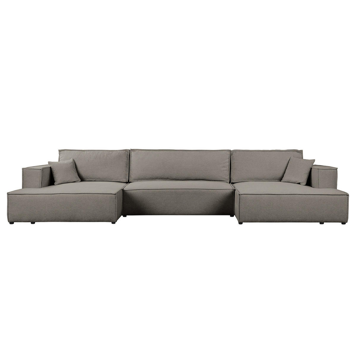 WOHNLANDSCHAFT mit Schlaffunktion - Schwarz/Grau, Kunststoff/Textil (398/70/148cm) - home24