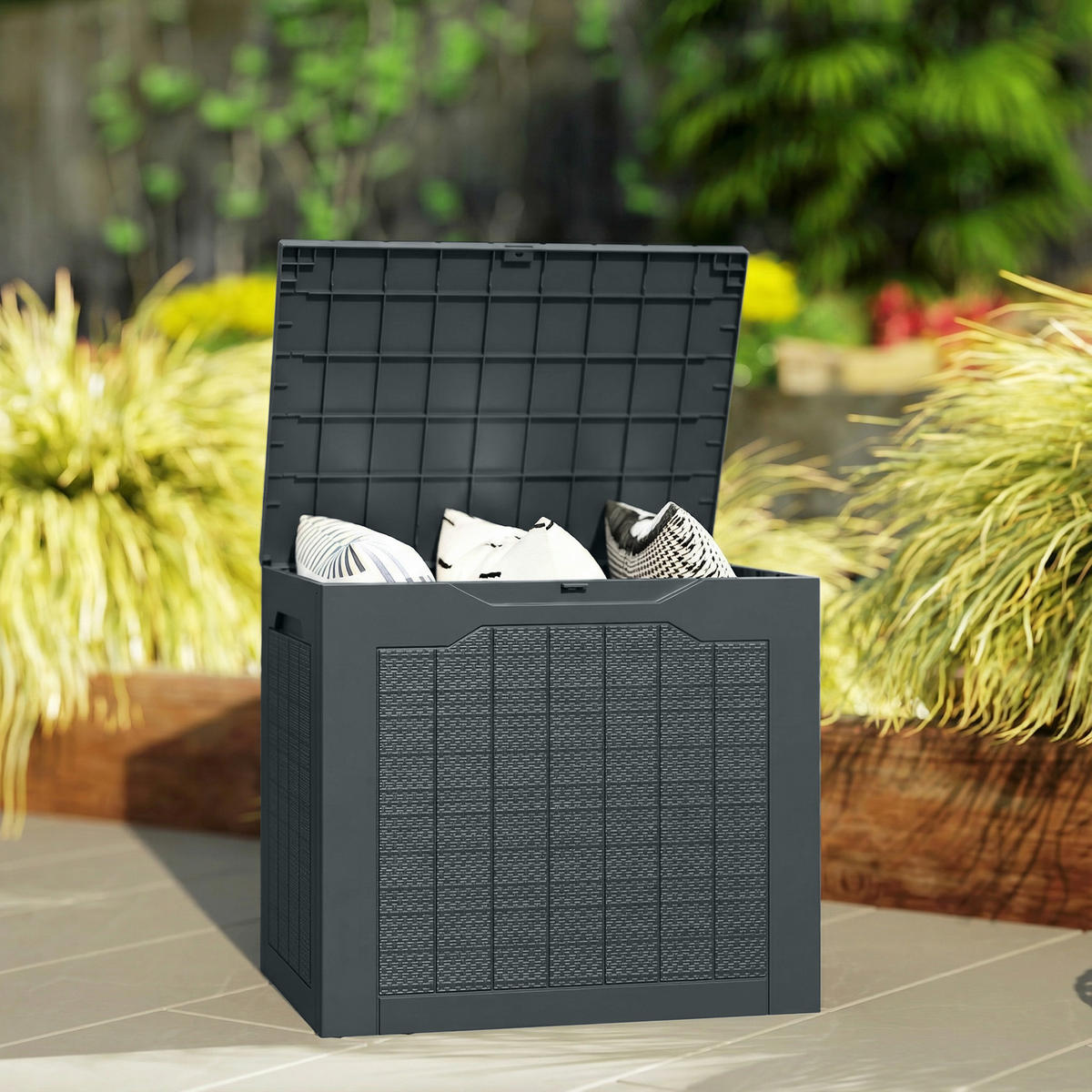 KISSENBOX DE-18685 93 L mit versenkten Griffen Dunkelgrau - Dunkelgrau, Kunststoff (41/50/56cm) - ComfortXL