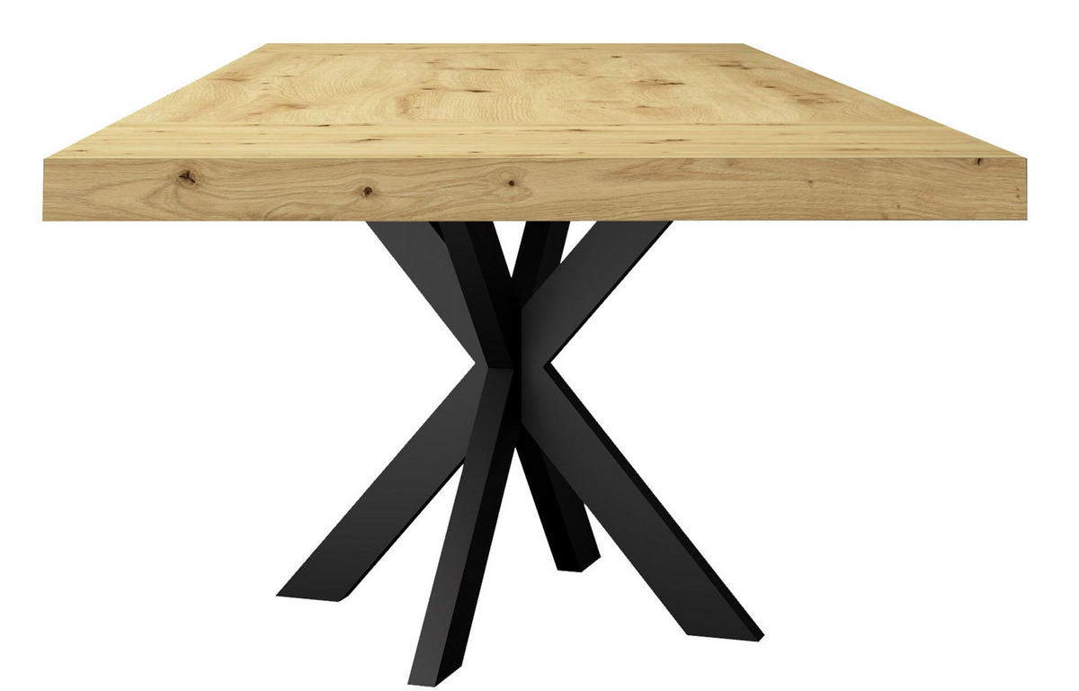 ESSTISCH Elgin 1 210-310x80x100 Metall+Holzwerkstoff Schwarz/Asteiche - Schwarz/Eiche Artisan, Holzwerkstoff (210/100/80cm) - 58aufmkessel