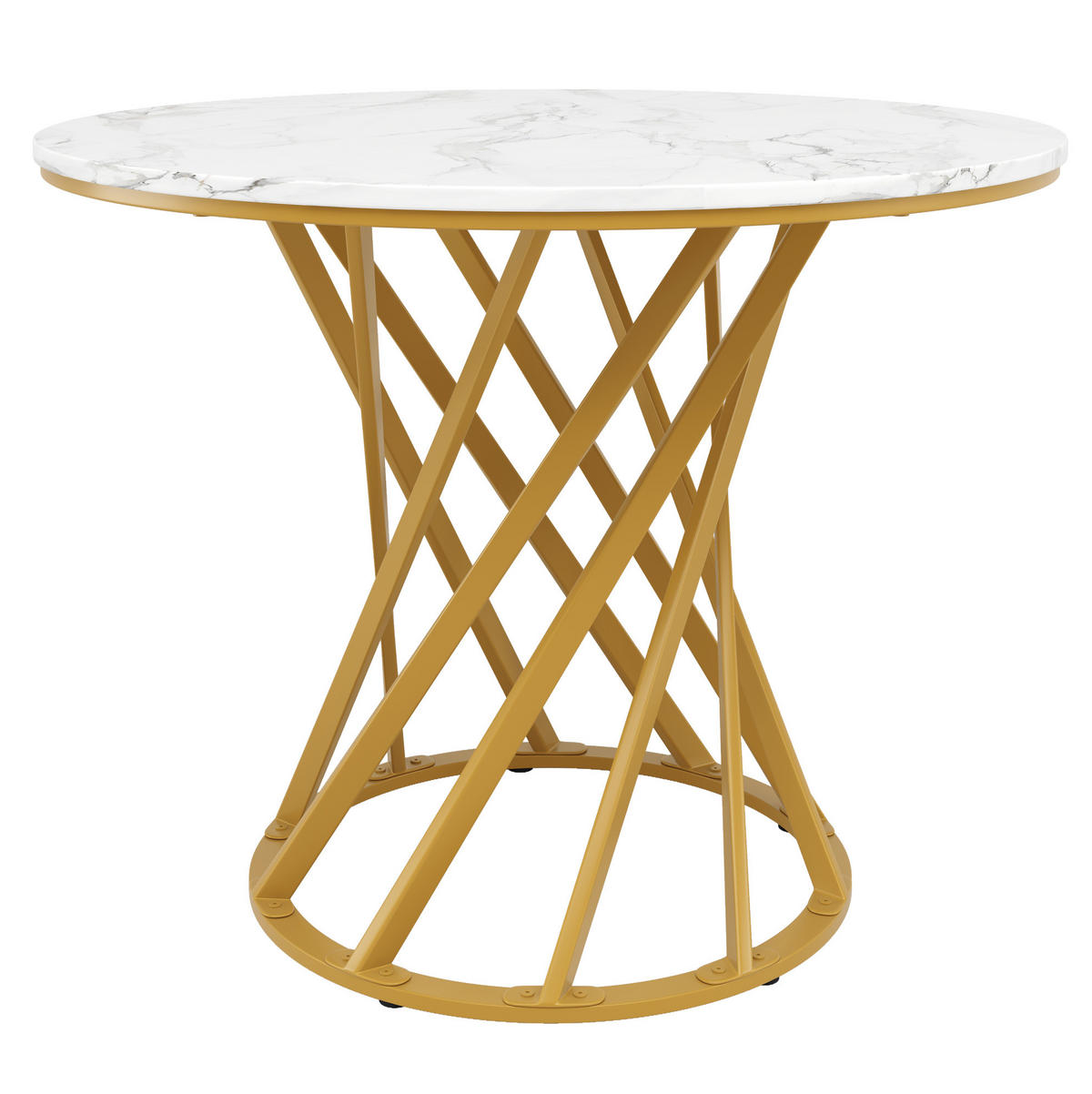 ESSTISCH 80x80x76 cm in Weiß und Gold aus MDF auf goldfarbenen Metallbeinen - Goldfarben, Holzwerkstoff (80/80/76cm) - Modfu