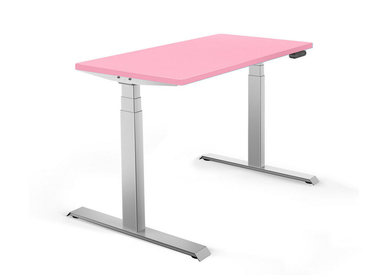 SCHREIBTISCH elektrisch höhenverstellbar REC | 140x60 cm | Pink - Rosa, Metall (60/140/60cm) - Schaff