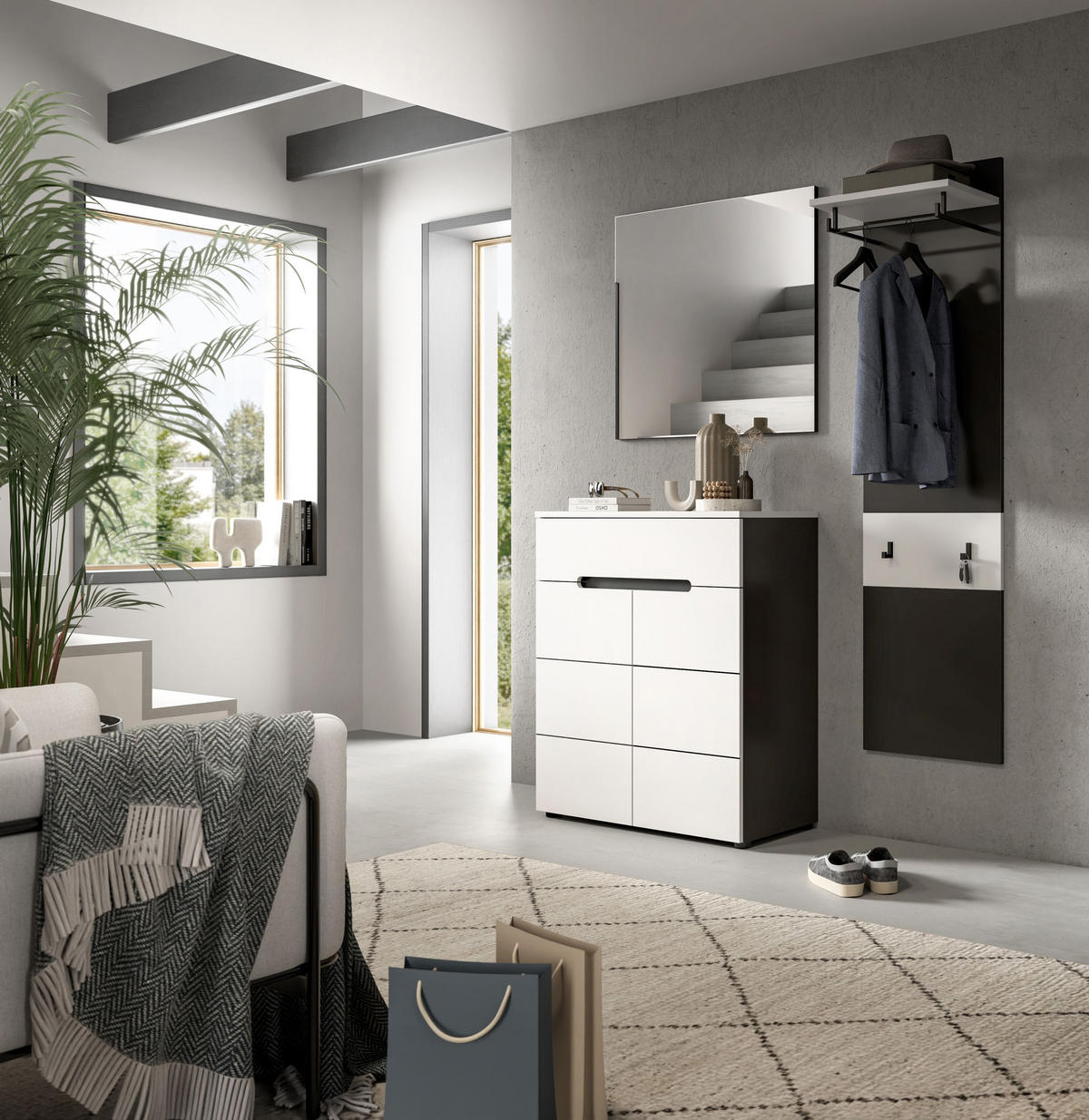 PANEEL CANU (B/H/T: ca. 45/165/29 cm) in Basalt grau/weiß - Grau, Holzwerkstoff (45/165/29cm)