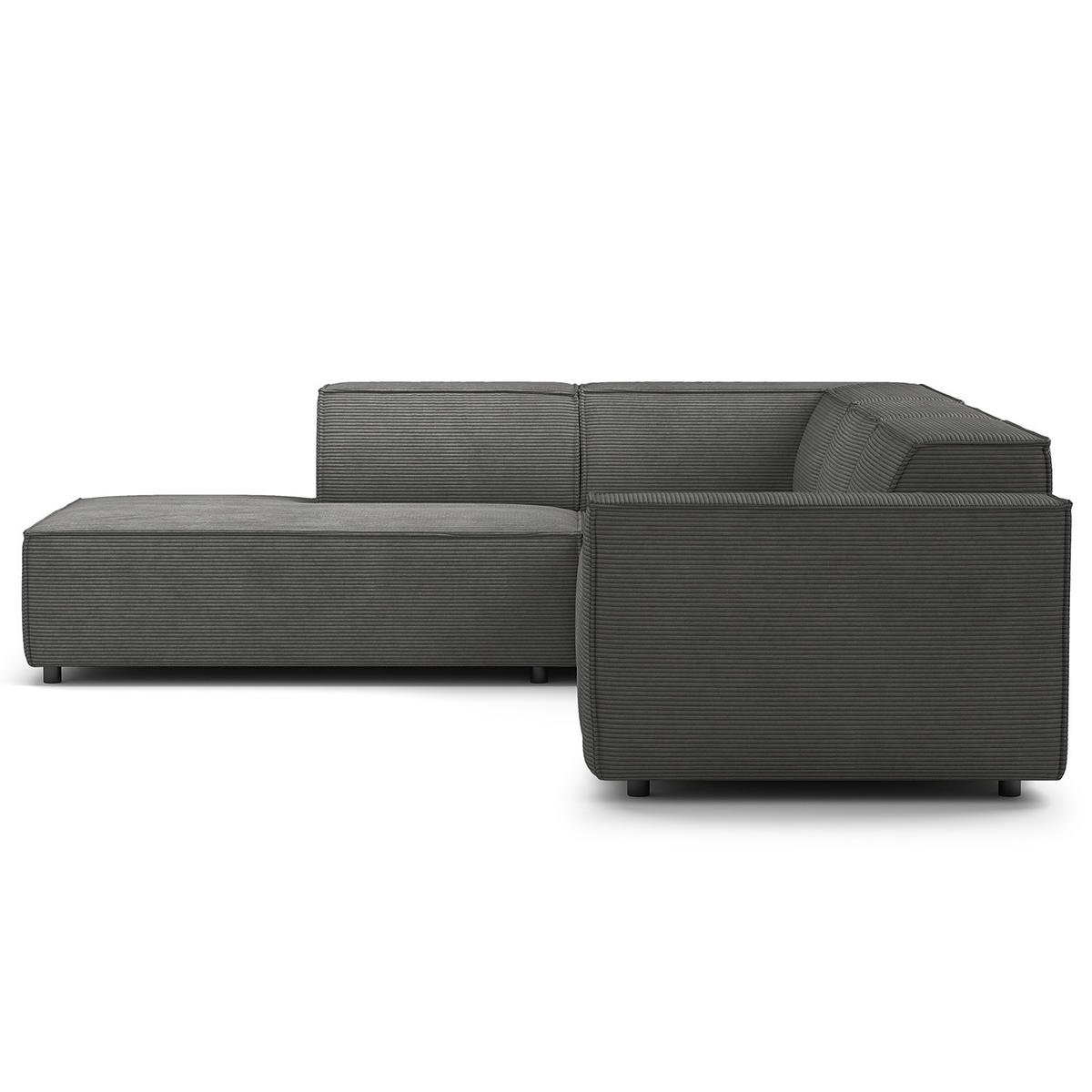 ECKSOFA mit Ottomane - Anthrazit/Schwarz, Kunststoff/Textil (260/234cm) - home24