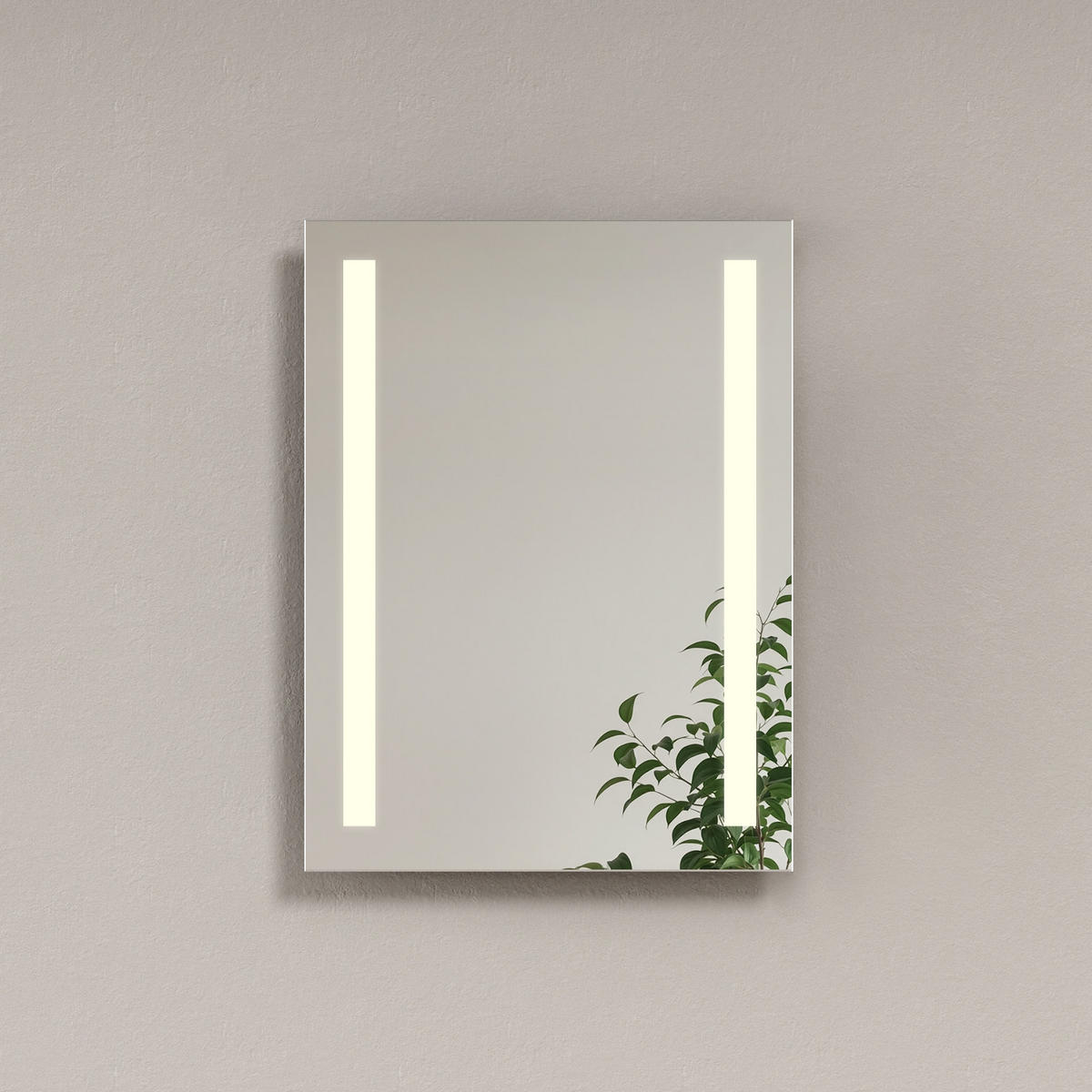 BADSPIEGEL mit Beleuchtung Kippschalter Rechteckig 60/45 cm - Weiß, Glas (45/3.5/60cm) - EMKE