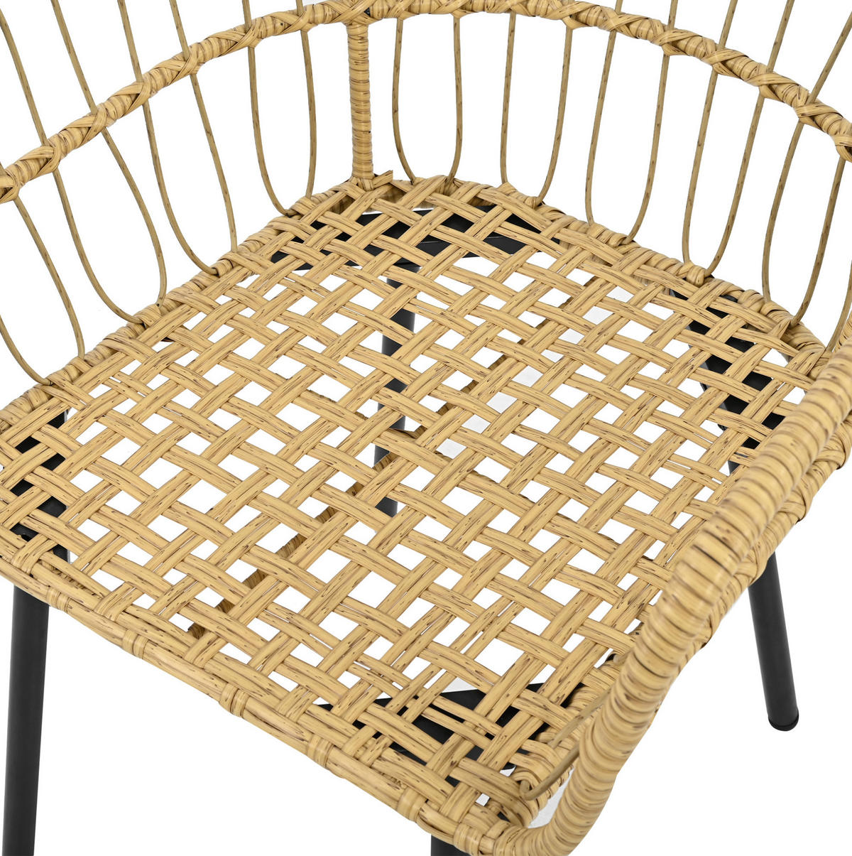 GARTENSETS aus Rattan Natur mit Sitzkissen & verzinktem Eisenrahmen - Naturfarben, Metall - Modfu