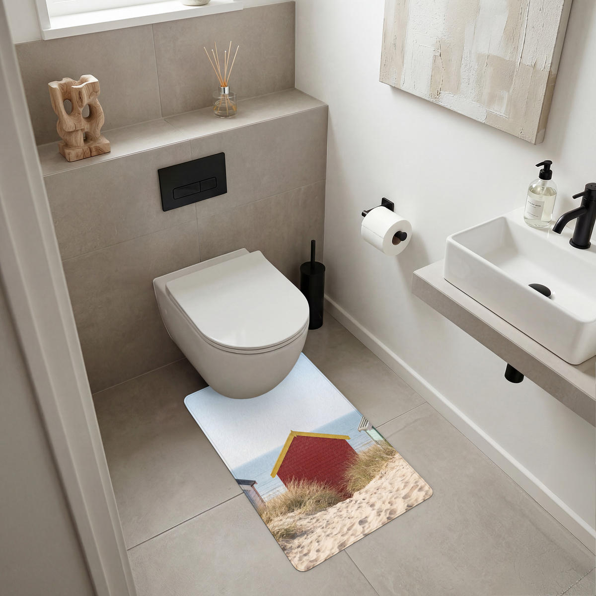 WC PŘEDLOŽKA Pláž - Chaty - Barevné - Duny 50x80 cm - různobarevná, textil/plast (50/1cm) - OnlyWow