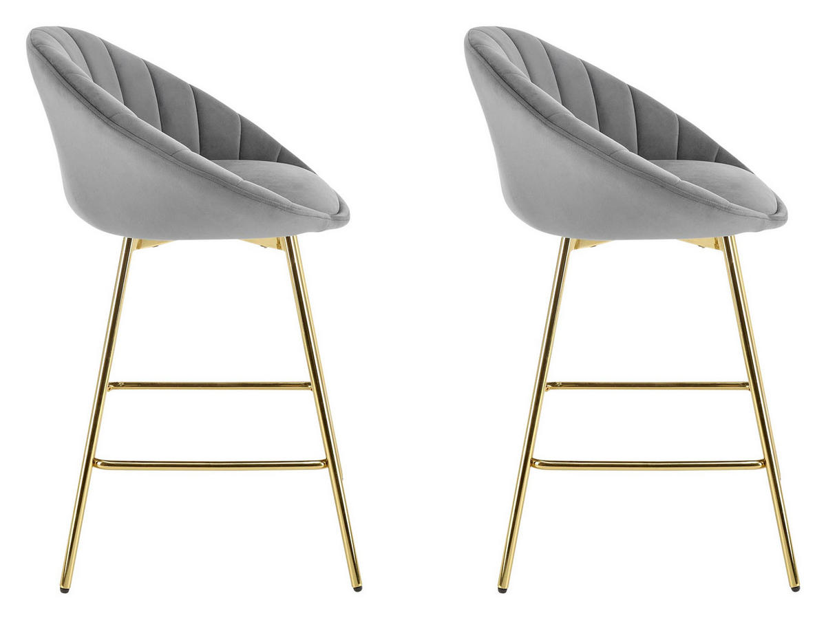 BARHOCKER-SET H112 (2 Stück) - Goldfarben/Grau, Holzwerkstoff/Textil (58/87/52cm) - MIRJAN24