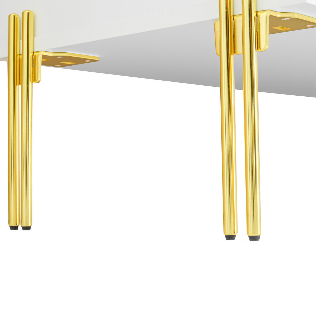 SIDEBOARD 6 Schubladen Weiß Gold Hochglanz Stauraum - Weiß, Holzwerkstoff (40/85.5/120cm) - FLIEKS