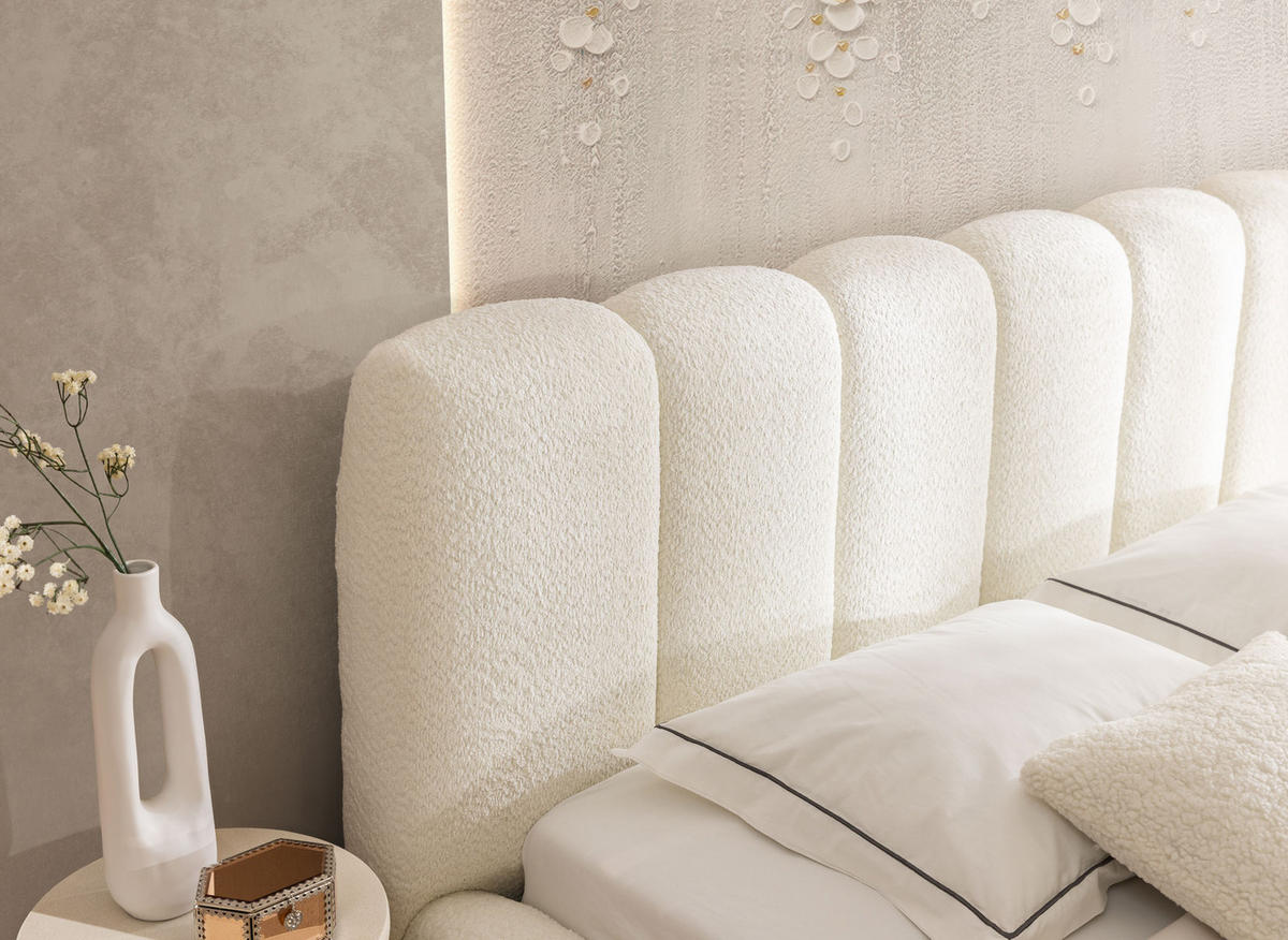 POLSTERBETT MIA mit Bettkasten 180x200,Bubble Bett,Doppelbett mit Stauraum,Lattenrost,Boxspringbett-Optik,ohne Matratze-Braun - Braun, Holz (180/200cm) - Furnistar