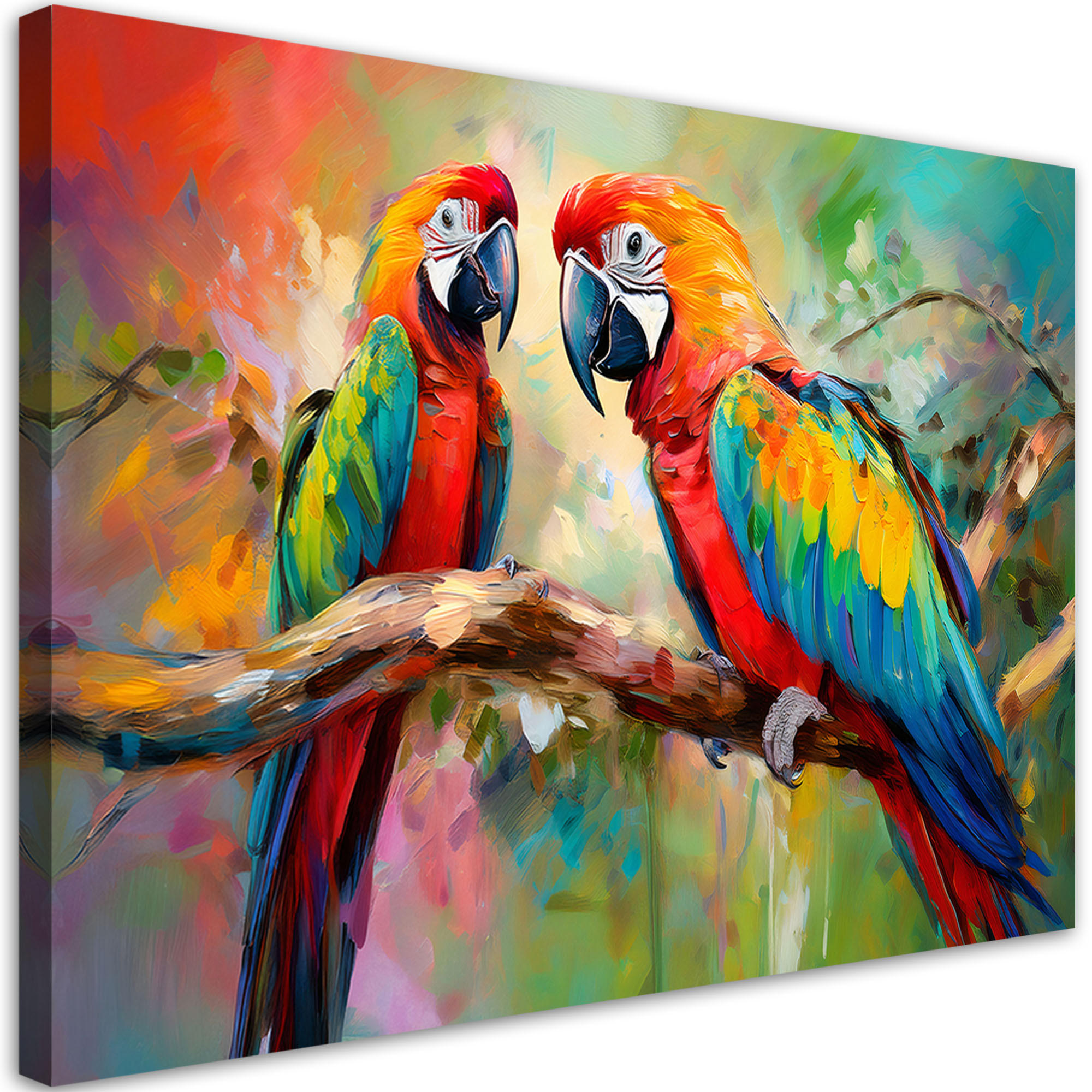 WANDBILD papageien vögel tiere bunt - Multicolor, Textil (60/40cm) - Feeby