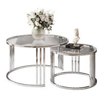 COUCHTISCH 2 in 1 LORI GLASS verchromt silber - Transparent/Silberfarben, Glas (70/70/48cm) - Lookway