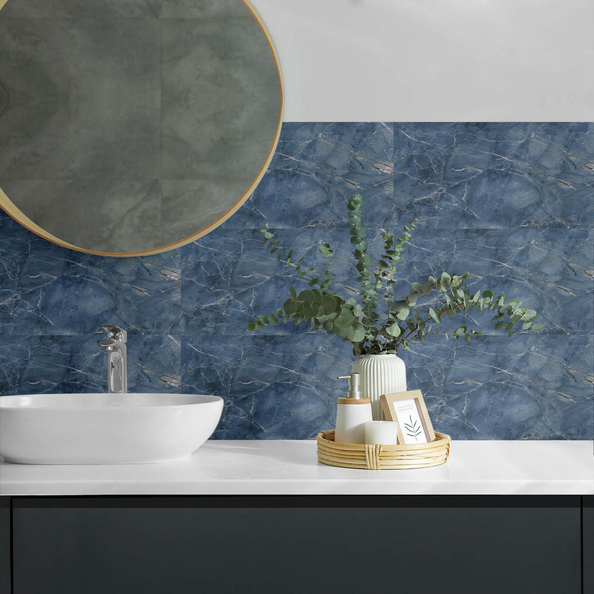 WANDPANEEL 10x 40x20 cm selbstklebend Lazurite - Dunkelblau, Kunststoff (20/1.6/40cm) - Wallfluent