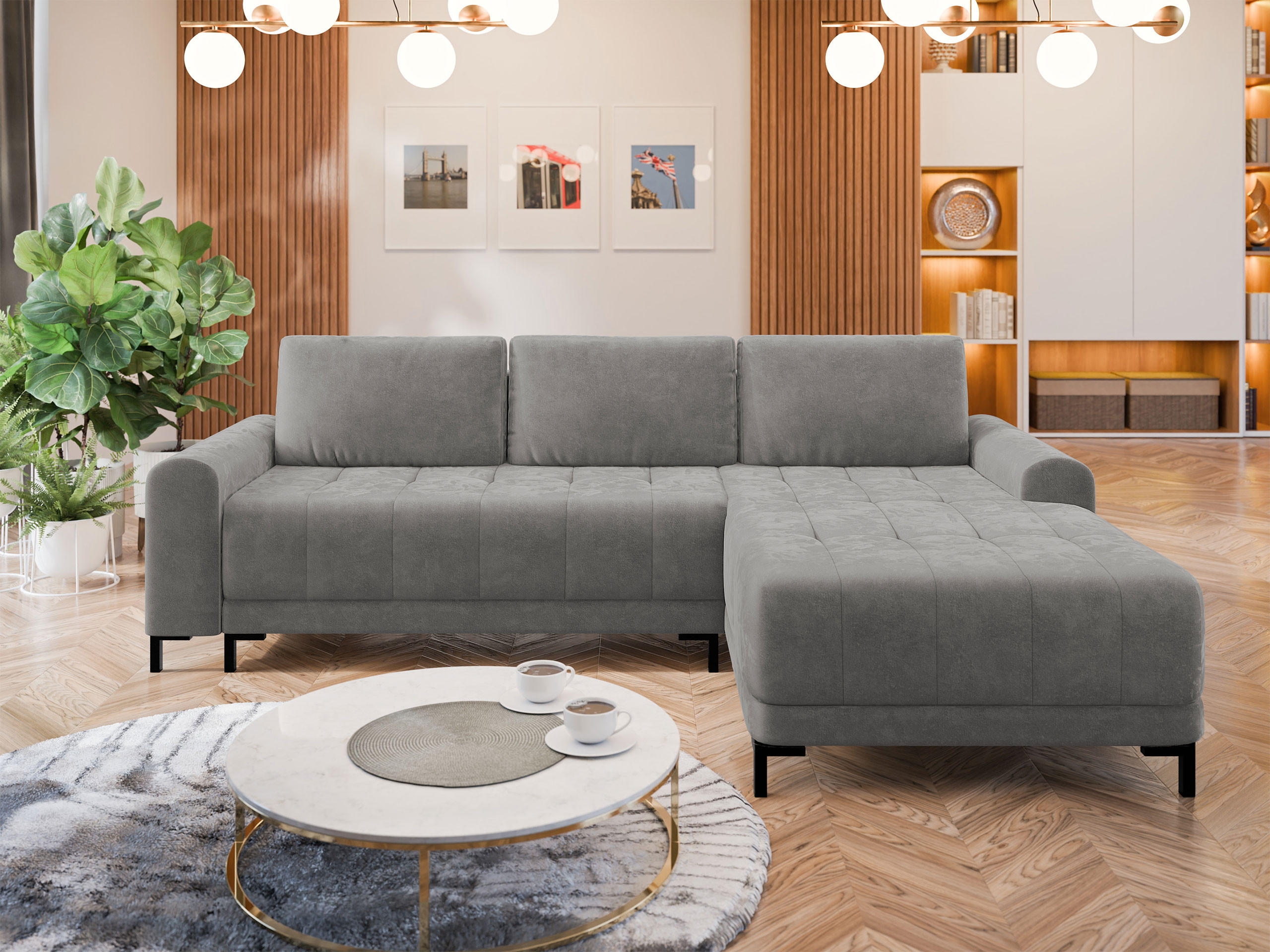 ECKSOFA Aris L, Seite: Rechts - Schwarz/Grau, Holz/Textil (258/168cm) - MIRJAN24