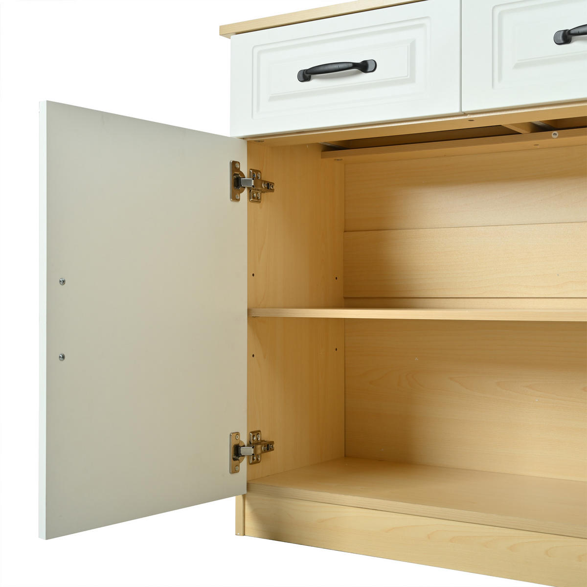 SIDEBOARD Kommode 4 Schubladen 4 Türen gerillt 160cm Weiß Natur - Multicolor, Holzwerkstoff (160/80/35cm) - FLIEKS