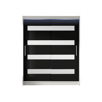 SCHWEBETÜRENSCHRANK Westa XIII, mit RGB LED Beleuchtung - Klar/Silberfarben, Holzwerkstoff/Metall (150/200/58cm) - MIRJAN24