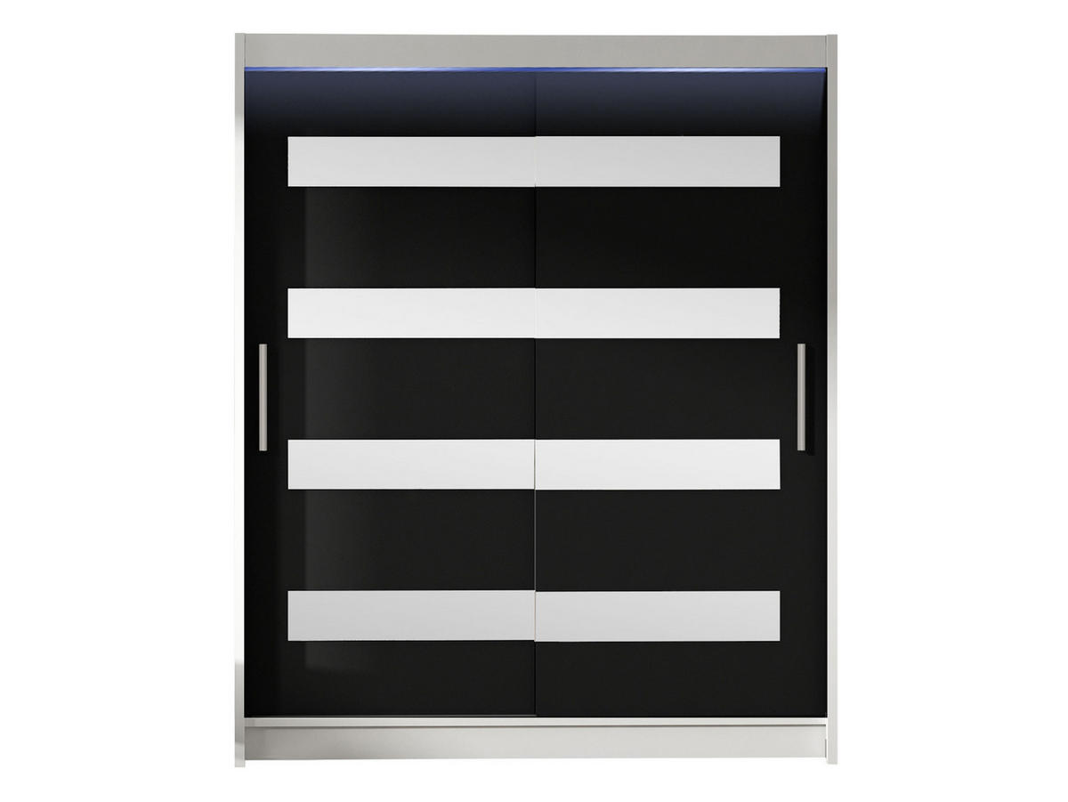 SCHWEBETÜRENSCHRANK Westa XIII, mit RGB LED Beleuchtung - Klar/Silberfarben, Holzwerkstoff/Metall (150/200/58cm) - MIRJAN24