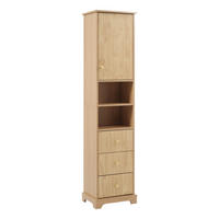 BADEZIMMER Hochschrank mit vertikalem Streifenmuster, Schubladen, offene Regalböden, Naturholzfarbe - Naturfarben, Holz (40/172/30cm) - PARAFTA HOME