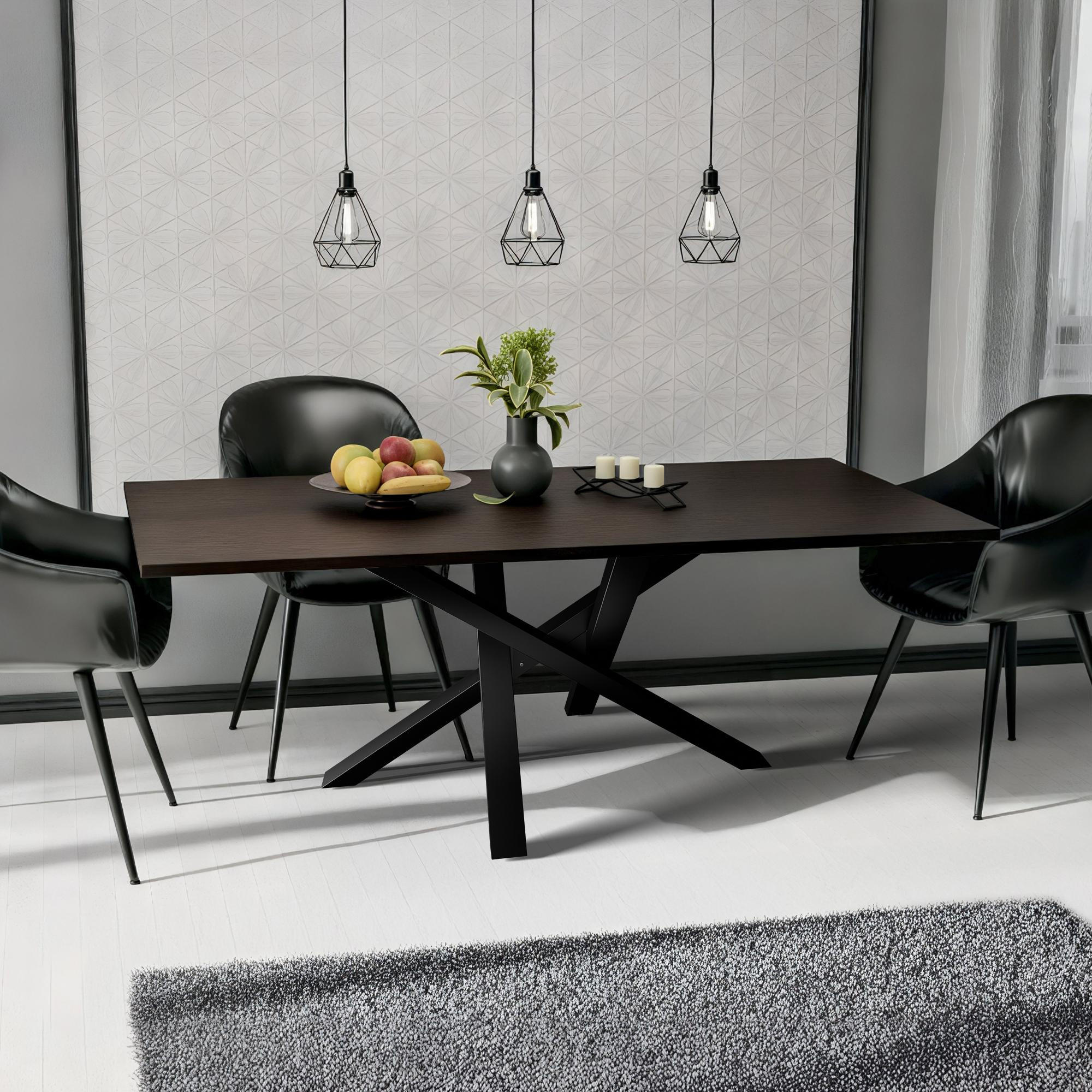 TISCHBEIN eckig 120/70/72 cm Metall Schwarz - Schwarz, Metall (120/72/70cm) - CLP