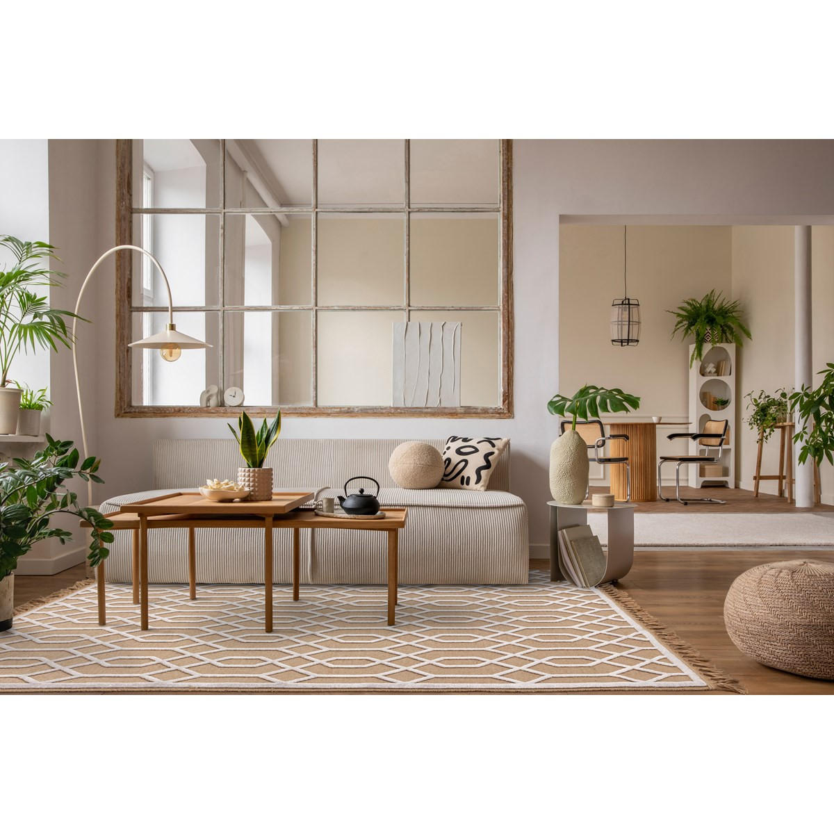 TEPPICH Moderner aus Natural Materials und Baumwolle TORSY Weiß 120 x 170 cm - Weiß, Naturmaterialien (120/170cm) - Novatrend