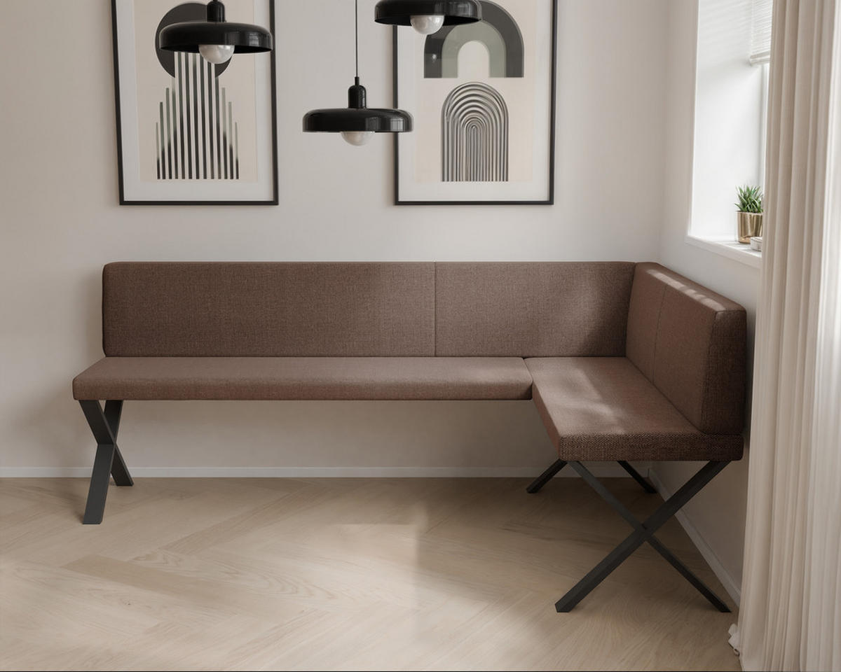 ECKBANK rechts VERO X Webstoff glatt, 128/168 cm Braun - Braun, Textil/Metall (128/168cm) - Idohome