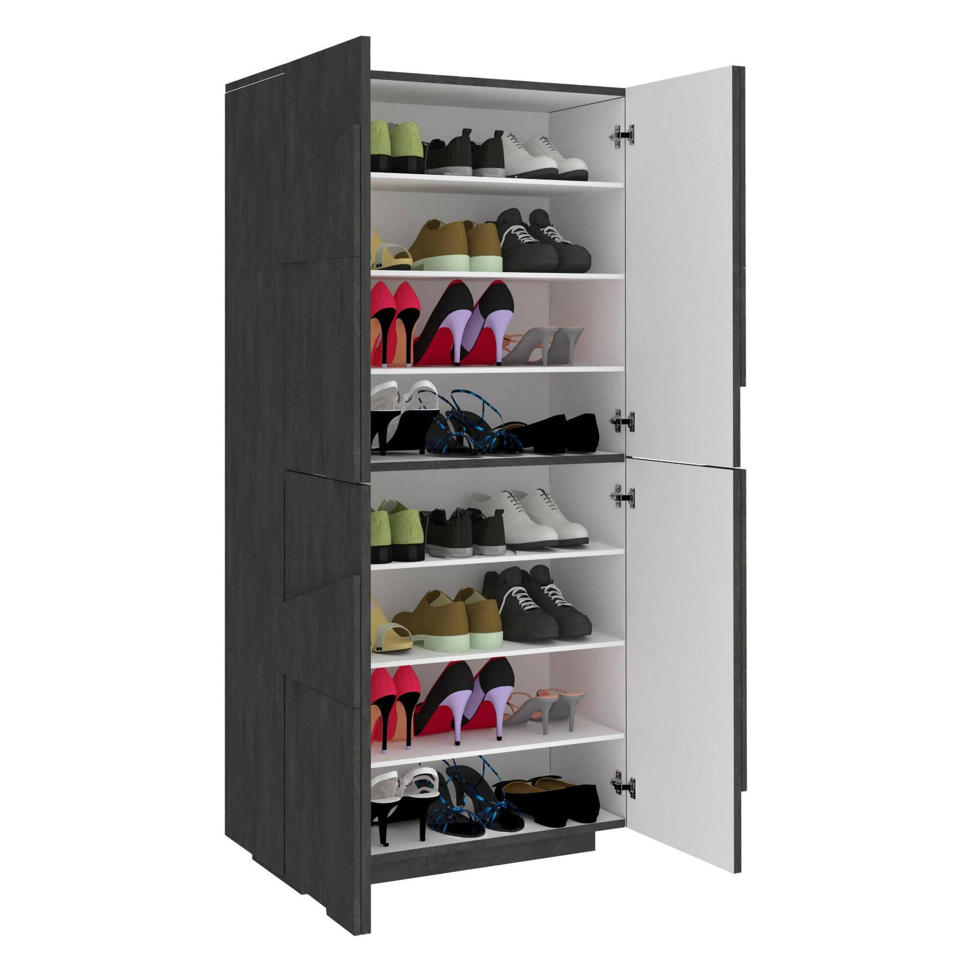 SCHUHSCHRANK Schiefer 38/81/167 cm - Grau, Holzwerkstoff (81/168/38cm) - DMORA