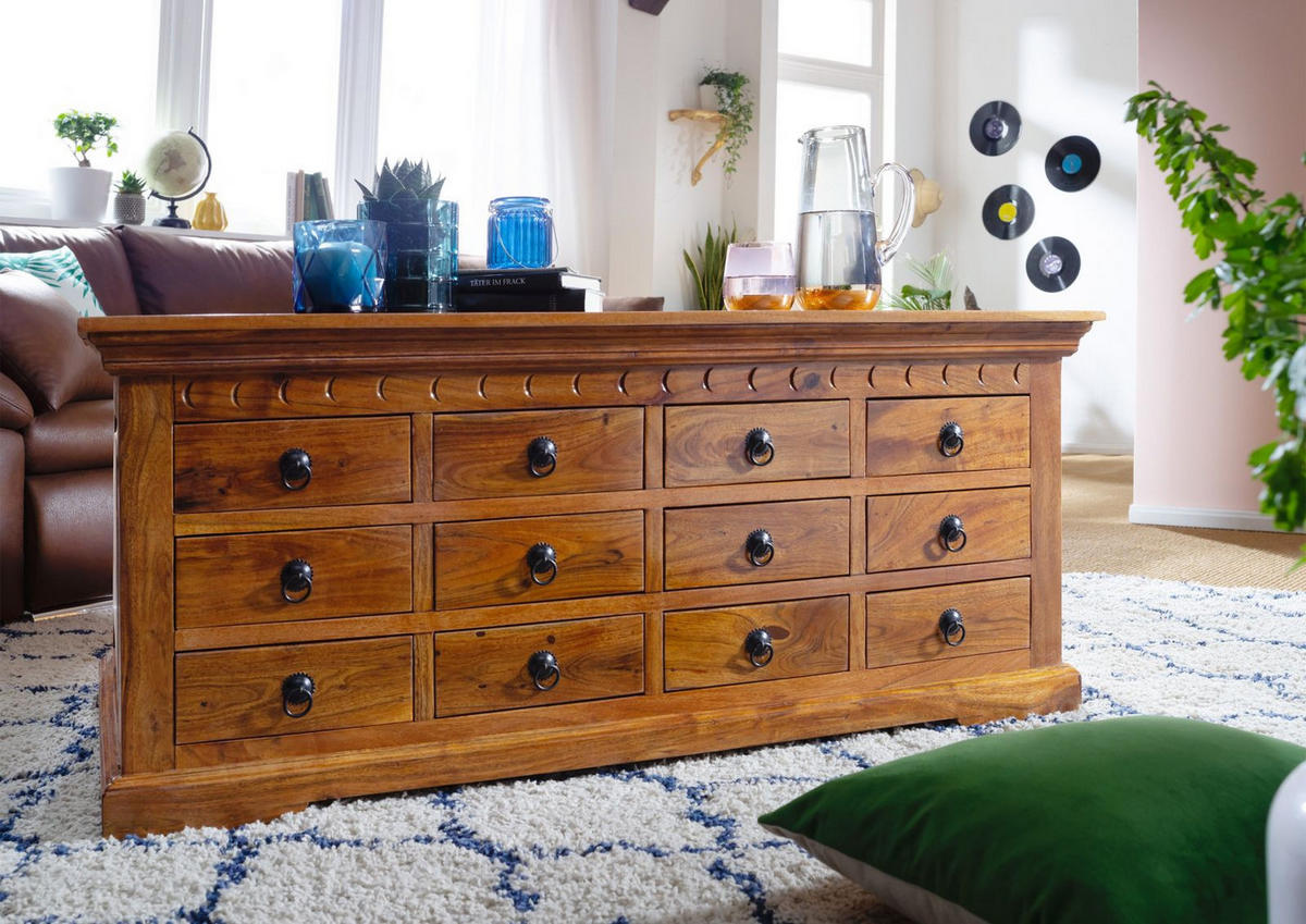 COUCHTISCH Akazie 120x70x54 honig lackiert OXFORD #0322 - Braun, Holz (120/70/54cm) - Massivmoebel24