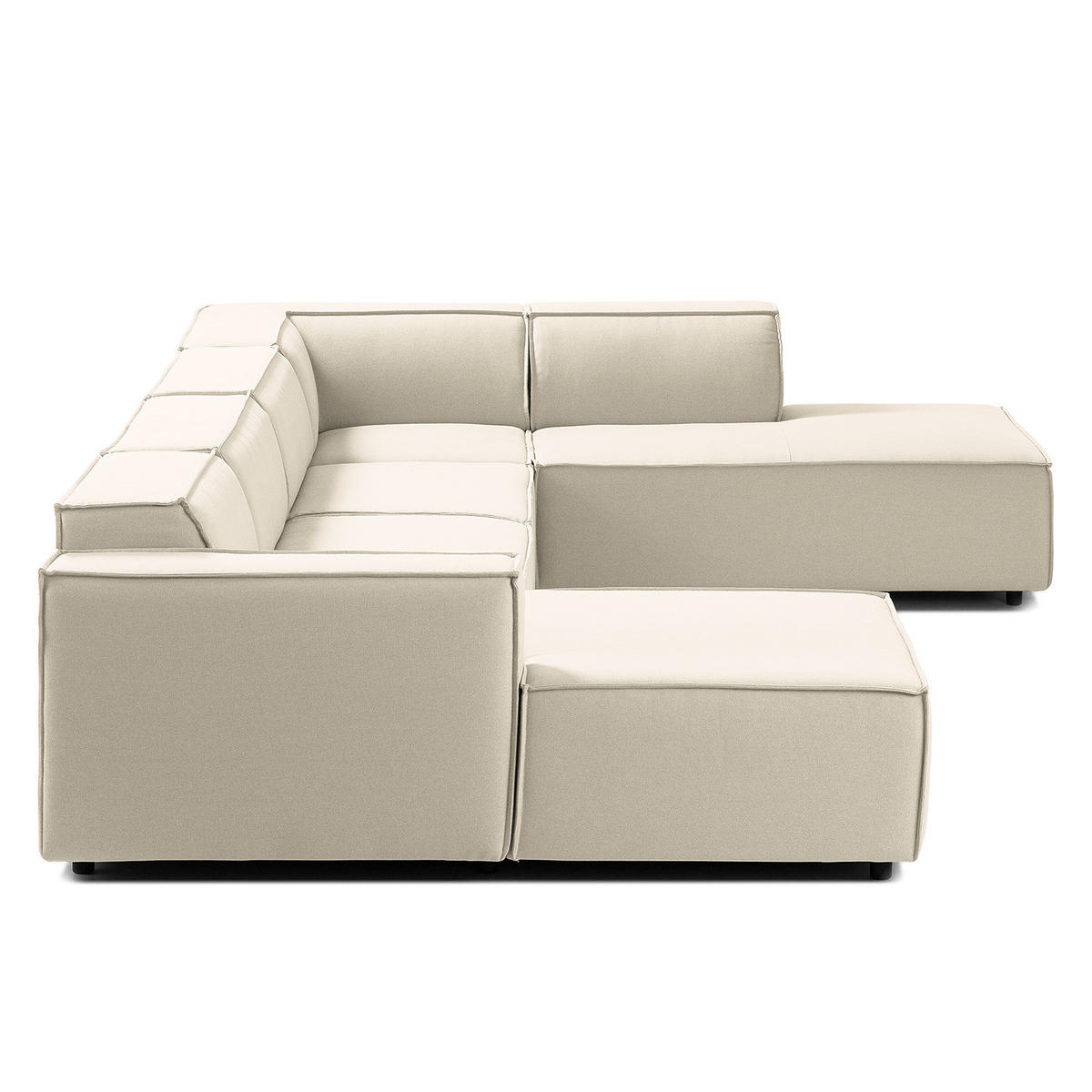 WOHNLANDSCHAFT mit Longchair & Ottomane - Schwarz/Weiß, Kunststoff/Textil (369/70/234cm) - home24