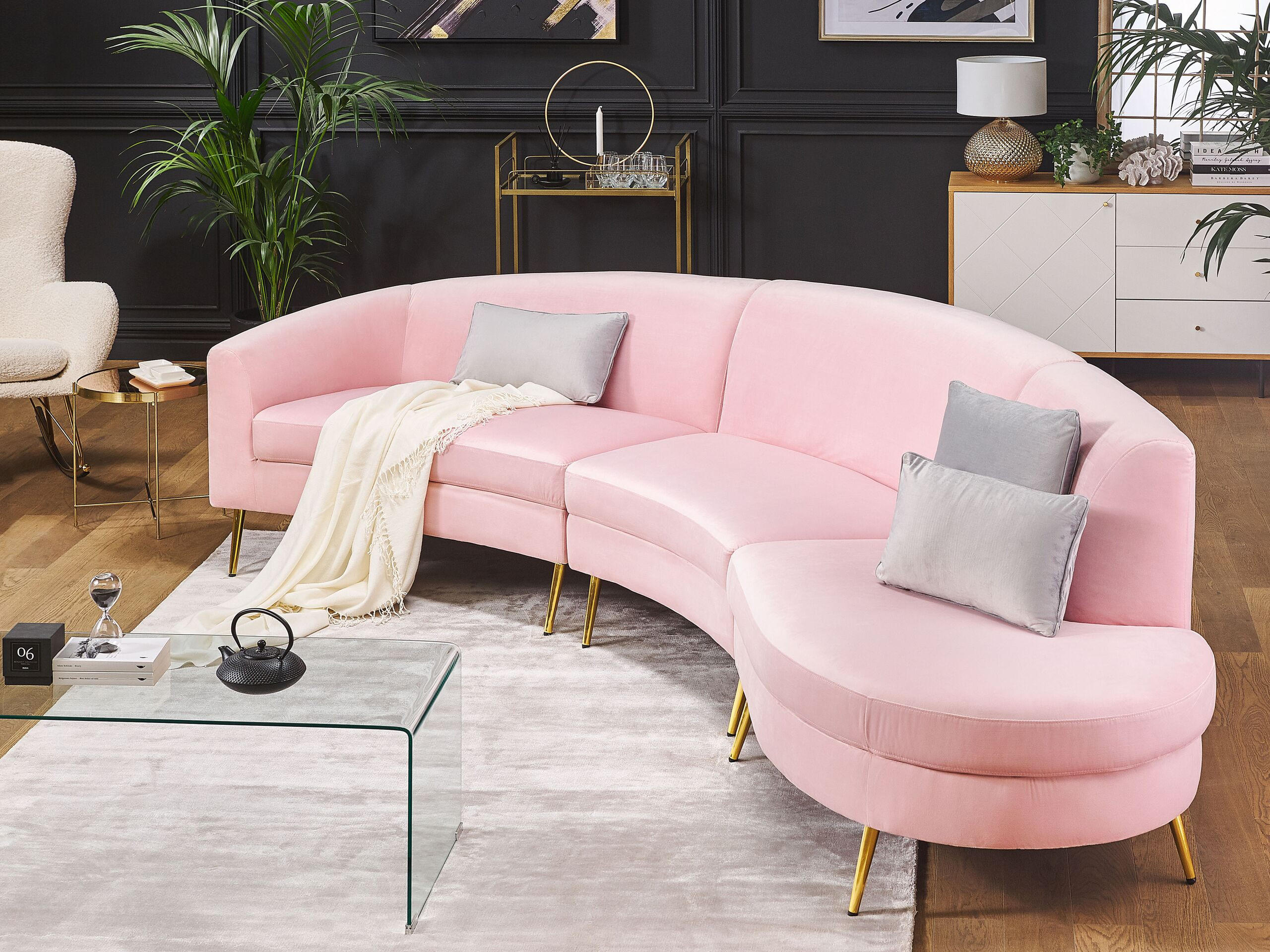 SOFA Samtstoff Rosa Moss - Pink, Textil (350/87/85cm) - Beliani