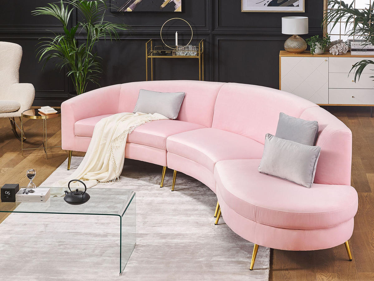 SOFA Samtstoff Rosa Moss - Pink, Textil (350/87/85cm) - Beliani