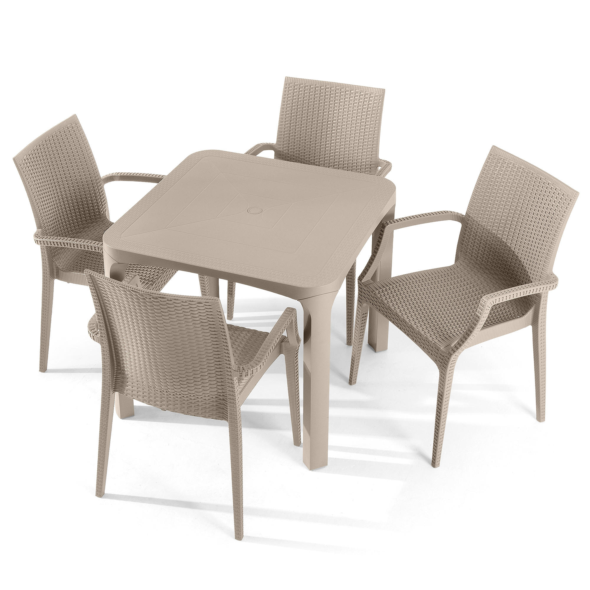 GARTENMÖBEL-SET LEOPSI, ETULI 5-tlg, Beige - Beige, Kunststoff - KONSIMO®