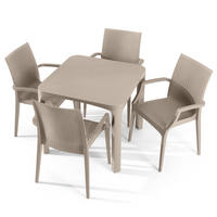 GARTENMÖBEL-SET LEOPSI, ETULI 5-tlg, Beige - Beige, Kunststoff - KONSIMO®