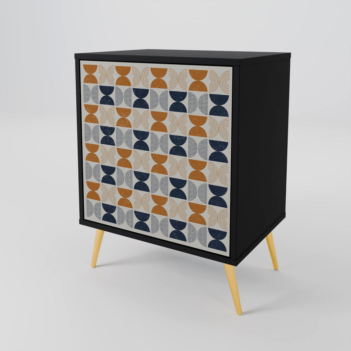SIDEBOARD REFLECTION RANGE, Schwarz, 57,5x42x72,5 cm, Schwarze Metallfüße - Multicolor/Schwarz, Holzwerkstoff/Metall (57.5/72.5/42cm) - SpaceRebels