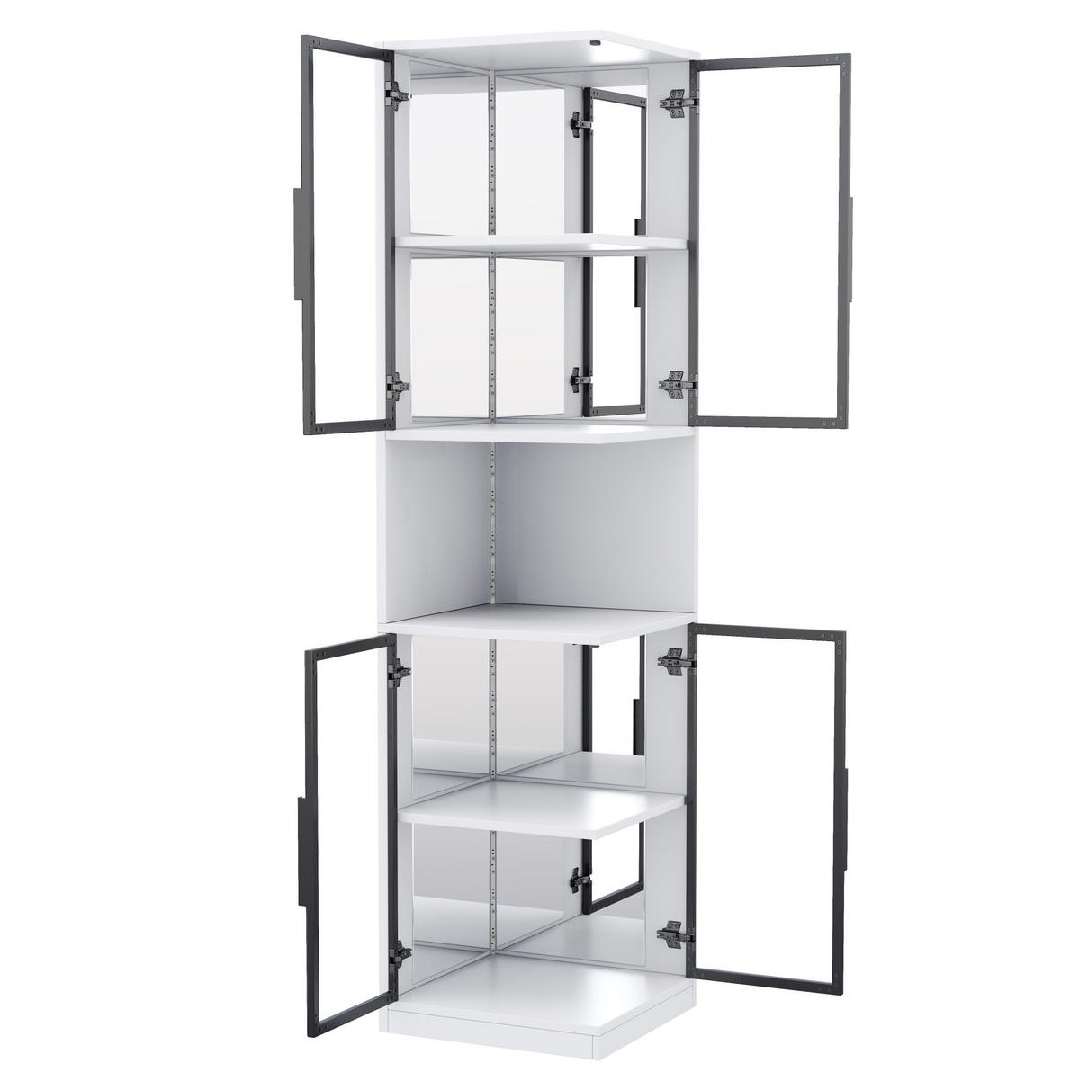 VITRINE 42/44/205 cm aus Spanplatte und Glas mit mehrfarbiger LED-Beleuchtung Weiß - Weiß, Holzwerkstoff (42/205/44cm) - Modenvie
