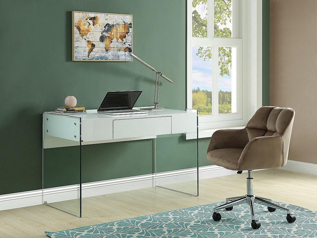 BÜROSTUHL ohne Armlehnen - 59 cm x 60 cm - samt - beige Pega - Beige, Textil (59/86/60cm) - Vente-Unique
