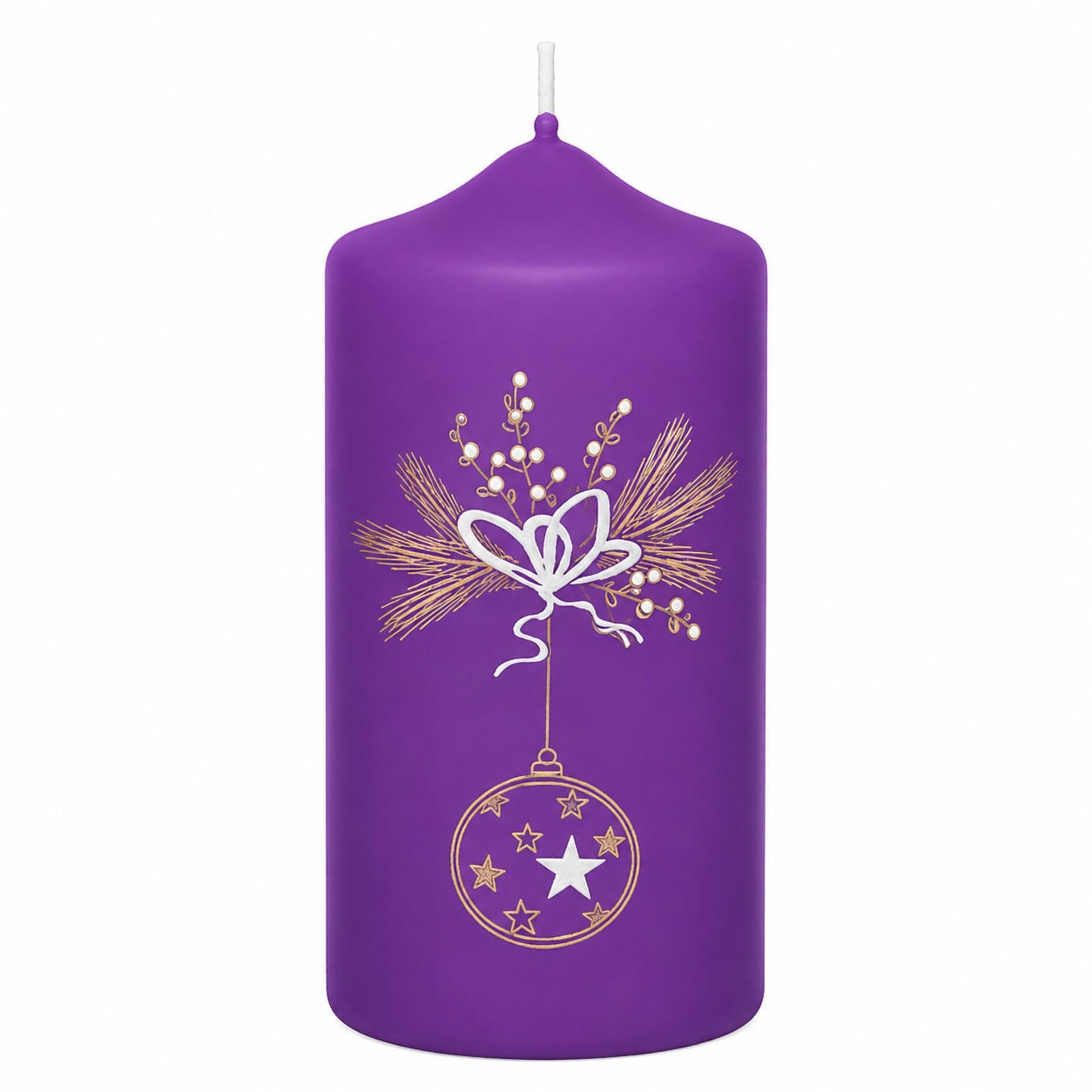 ADVENTSKERZEN Bala in Samtlook Purple Lila 12 x 6 cm, 4er Set - Lila, Paraffin (6/12/12cm) - Kopschitz Kerzen
