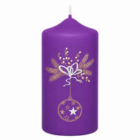 ADVENTSKERZEN Bala in Samtlook Purple Lila 12 x 6 cm, 4er Set - Lila, Paraffin (6/12/12cm) - Kopschitz Kerzen