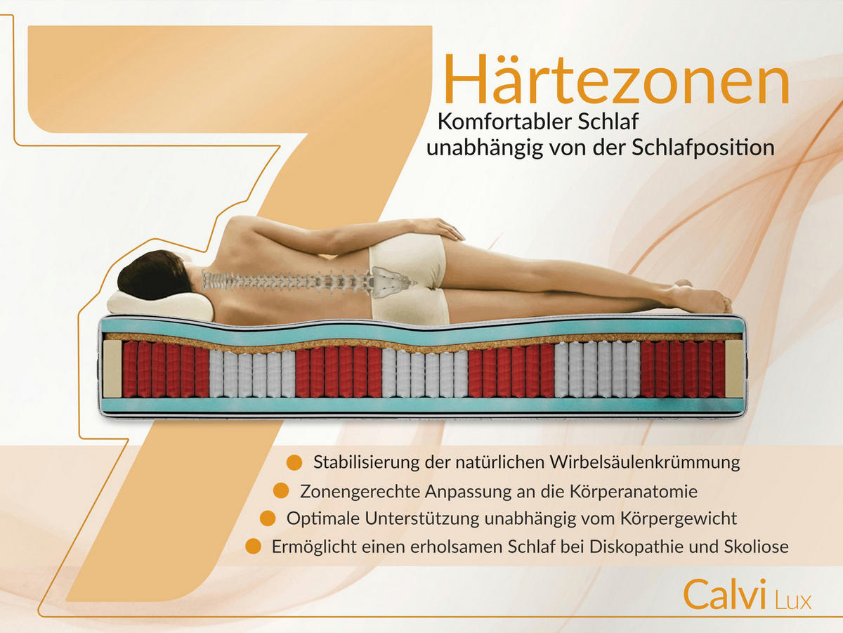 TASCHENMATRATZE CALVI - 180/200 - H3/H4 - Lux - Multicolor, Textil (180/200cm) - MKS