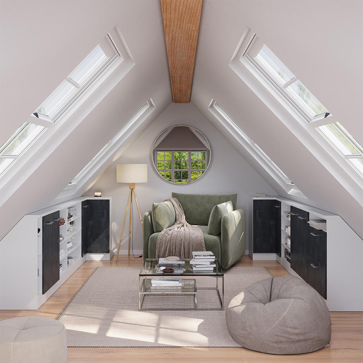 DACHSCHRÄGENSCHRANK ECKSCHRANK Rion Schwarz Beton/Weiß 75.6 x 81.6 cm mit 1 Tür - Schwarz/Weiß, Holzwerkstoff (75.6/81.6/75.6cm) - Vicco