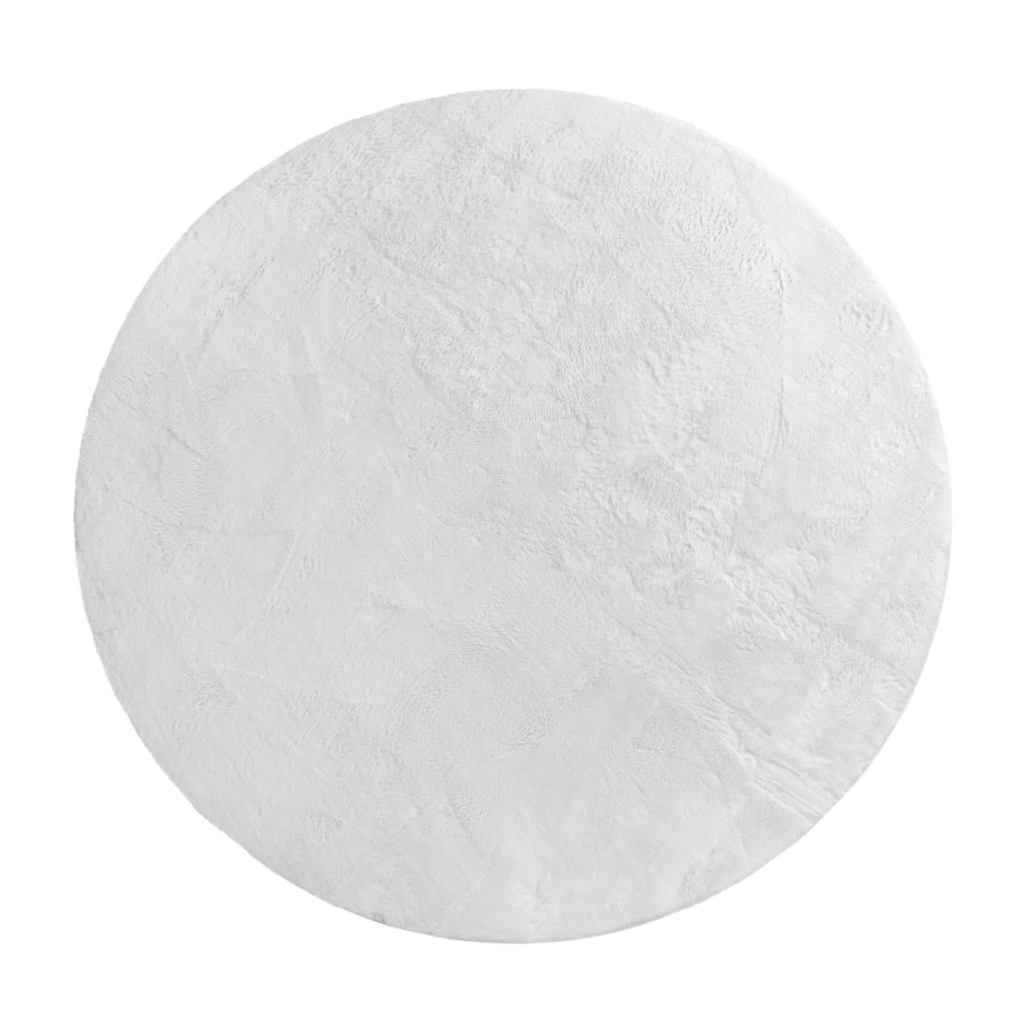 TEPPICH Kurzflor waschbar Einfarbig Wohnzimmer schmutzabweisend Weiß Rund 120D - Weiß, Textil (120/120cm) - KADIMA DESIGN