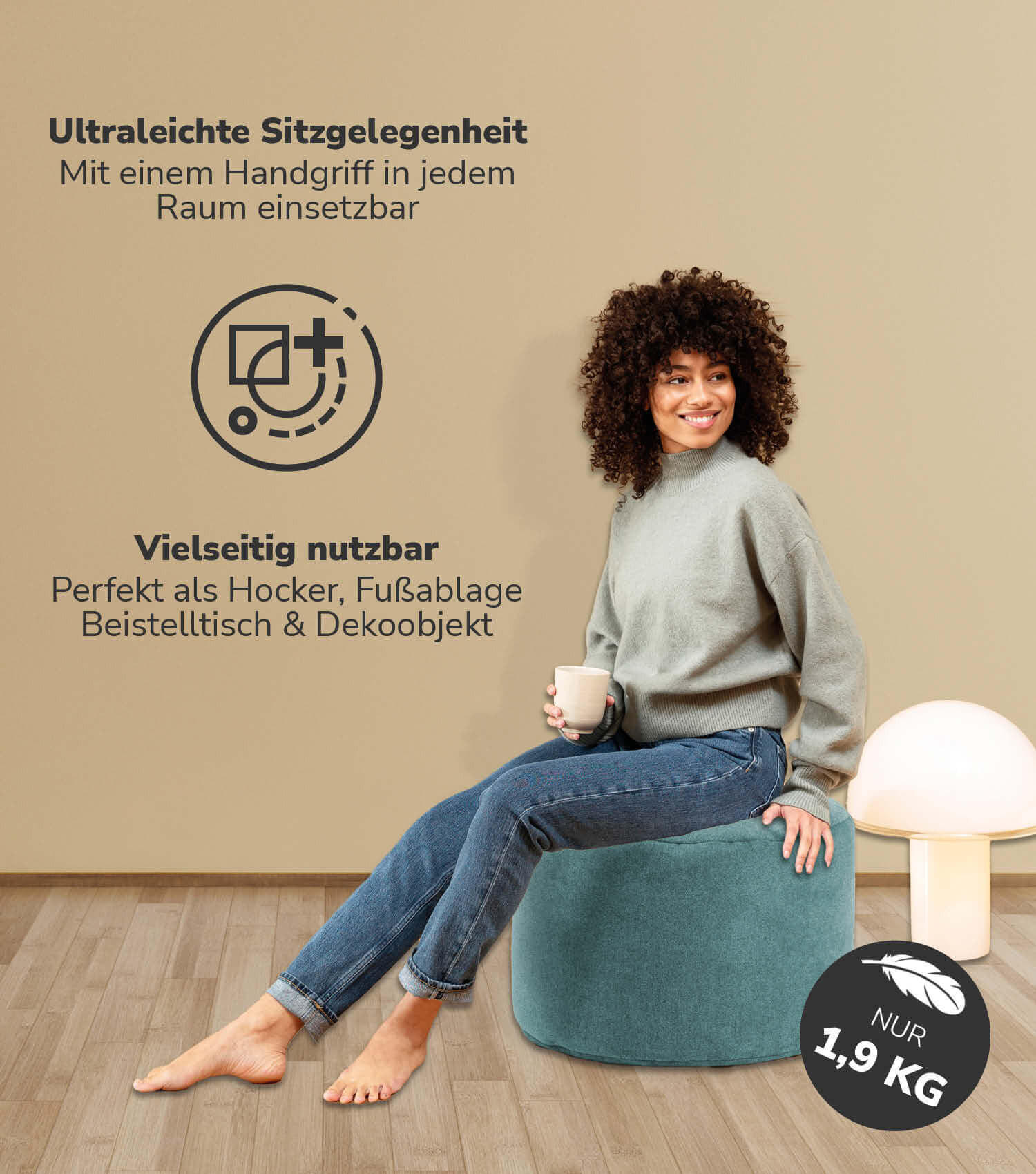 POUF Der Ruhepouf - Blau, Textil (60/40/60cm) - Mokebo