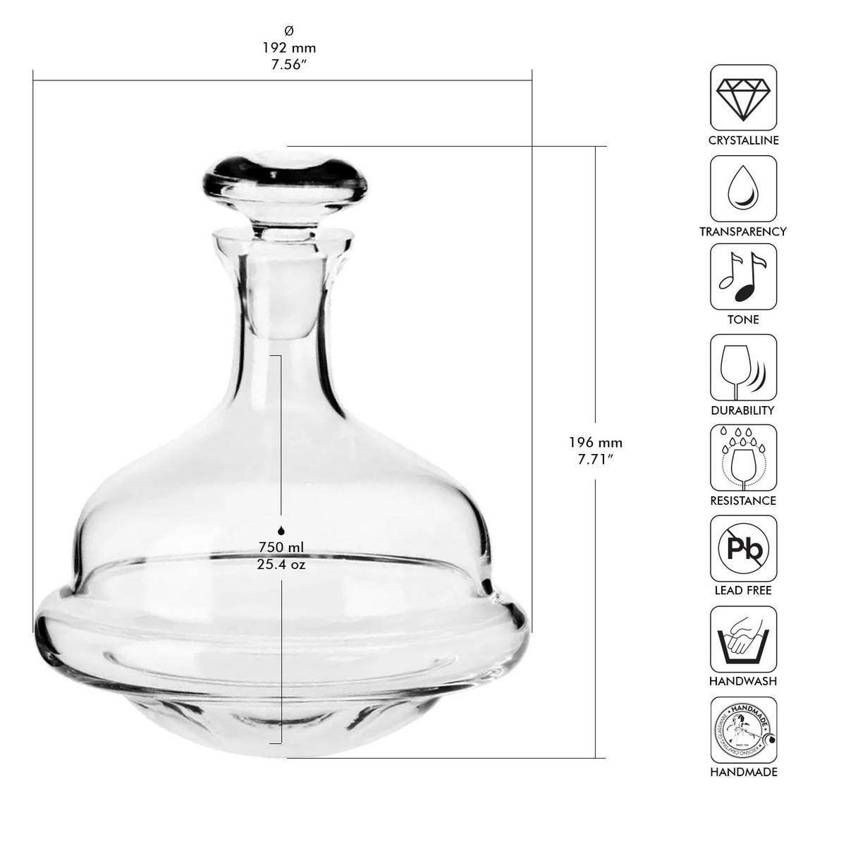 WHISKYKARAFFE MIT STOPPER, 1 Stk., 750 ml, Handgemacht - Transparent, Glas (0.75L) - Krosno Glass