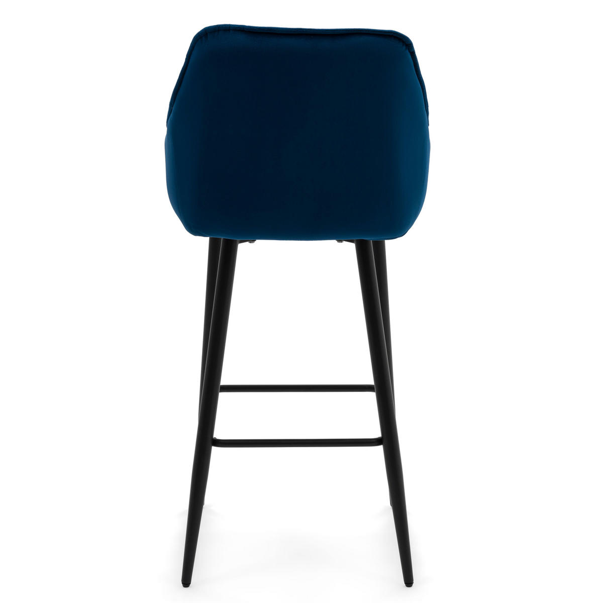 BARHOCKER SIENA gepolstert mit Steppung - dunkelblau - Samt Velours - Schwarz/Dunkelblau, Metall (53/107/52cm) - NEW HOME
