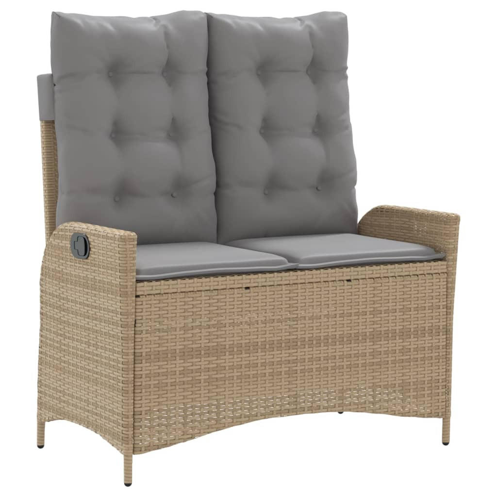 GARTENBANK Verstellbar mit Kissen Beige Poly Rattan - Beige, Kunststoff (104/93/59cm) - furnicato