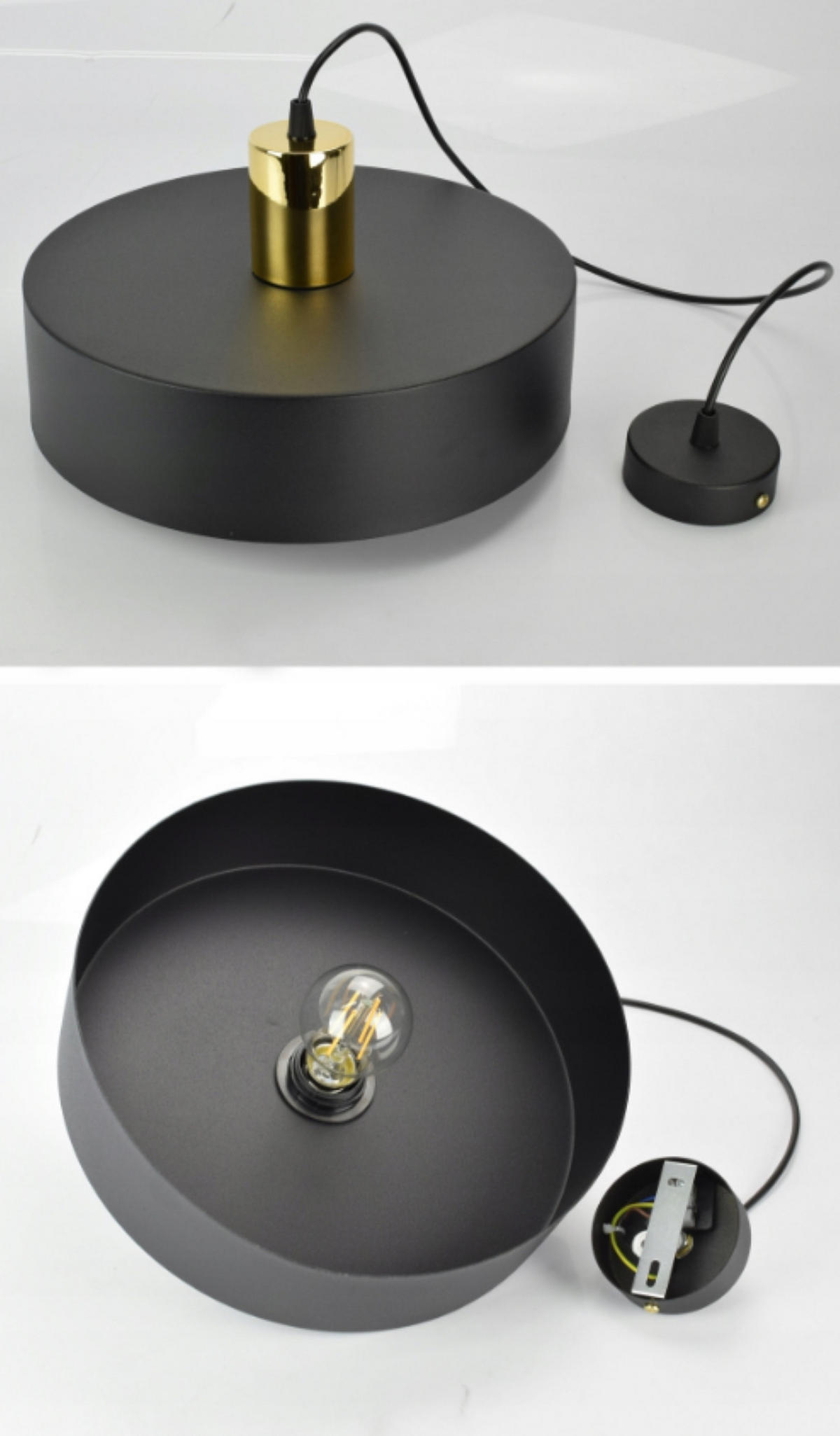 PENDELLEUCHTE BLACKSPOT - Goldfarben/Schwarz, Metall (30/30/100cm) - kiki design